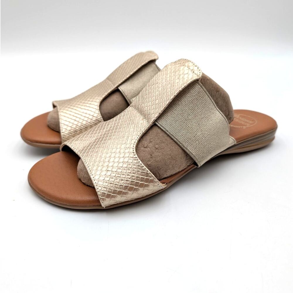 Andre Assous Norah Slide Sandals Open Toe Women’s Gold Size US9M EU39.5